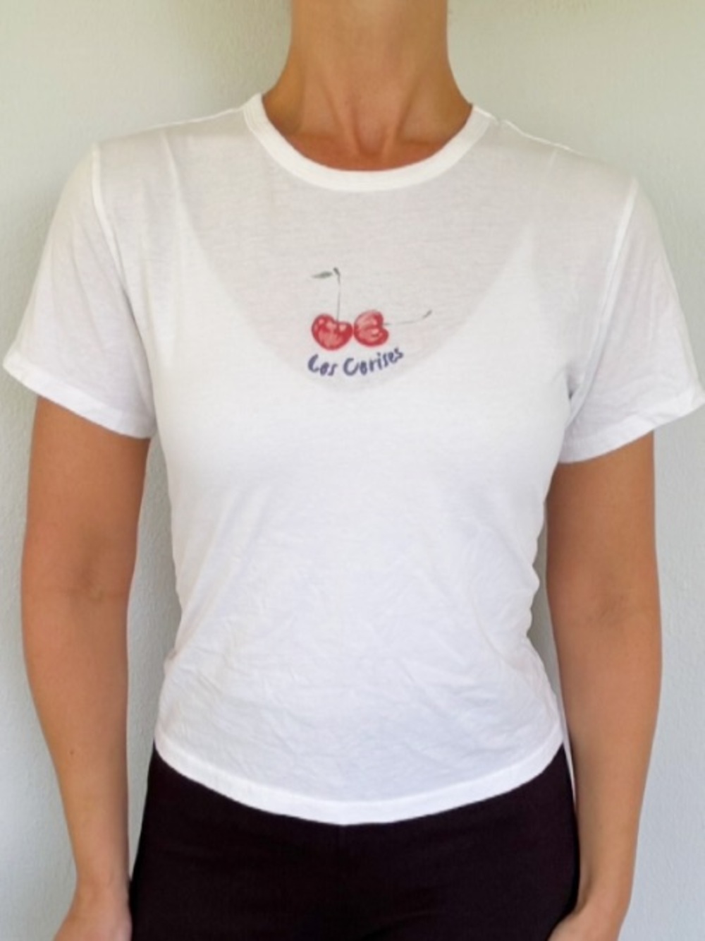 Abercrombie & Fitch Essentials Skimming white Les Cerises tee size medium